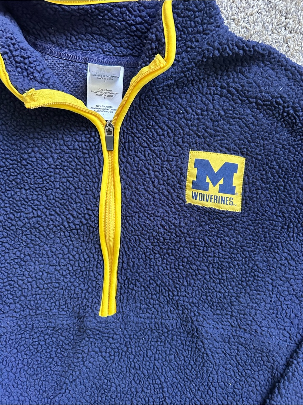 Pro Edge Michigan Wolverines Pullover Fleece Like Half Zip size Large - Picture 2 of 7